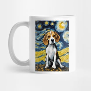 Beagle Dog Breed in a Van Gogh Starry Night Art Style Mug